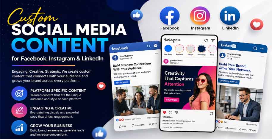 Custom Social Media Content for Facebook Instagram and LinkedIn